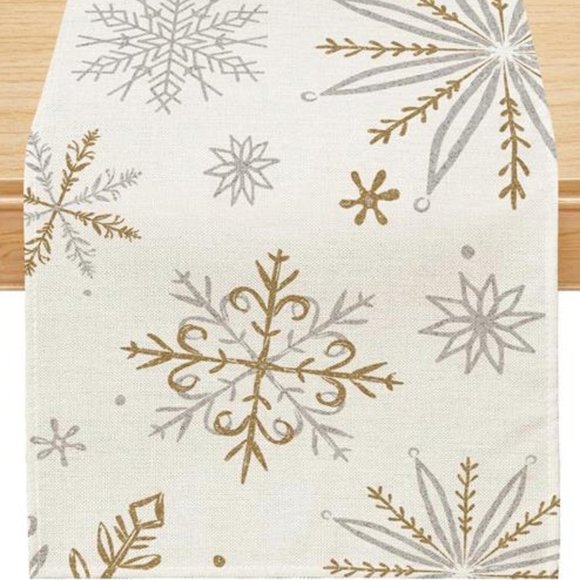 Christmas Table Runner Decorative Cloth Snowflake Decor Xmas Holiday Decoration - Picture 8 of 9